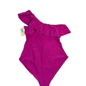 NWT Target Kona Sol Pink One-Shoulder Ruffle One Piece Size L